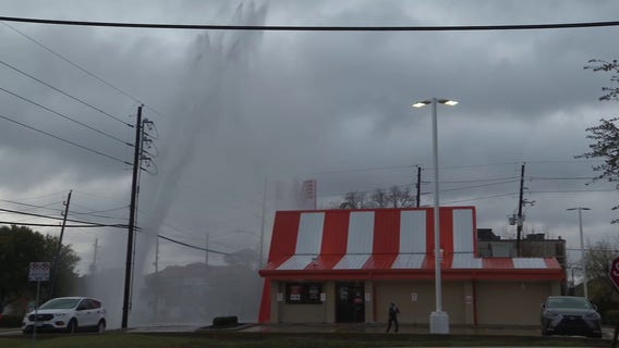 Water main break outside Houston Whataburger near Chimney Rock, Westheimer