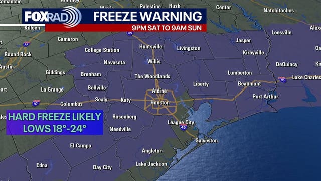 Houston weather: Freeze Warning for Saturday night