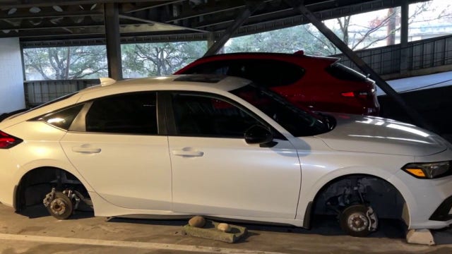 Thieves caught on camera stealing wheels during Houston winter storm