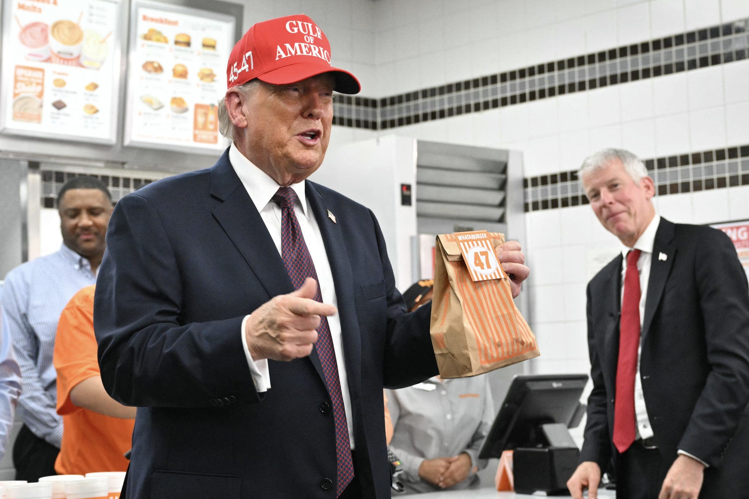 Trump gets table number 47 at Whataburger in Texas stop