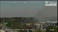 Fire burning in wooded area near I-45 in north Harris County