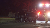 Driver ejected from vehicle after crashing into light pole in north Houston