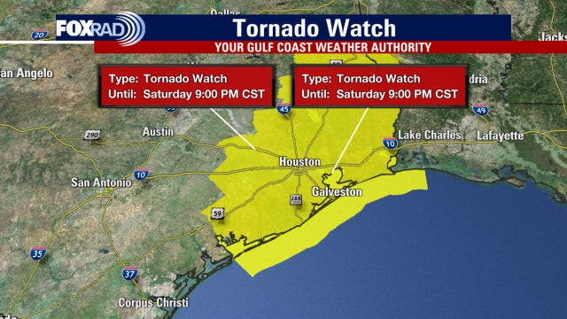 Houston weather: Tornado watch, severe thunderstorms Saturday evening