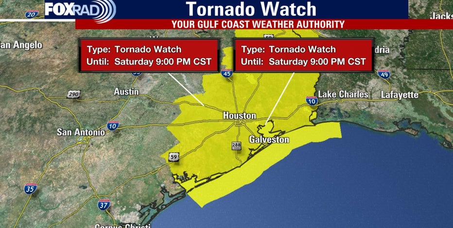 Houston weather: Tornado watch, severe thunderstorms Saturday evening