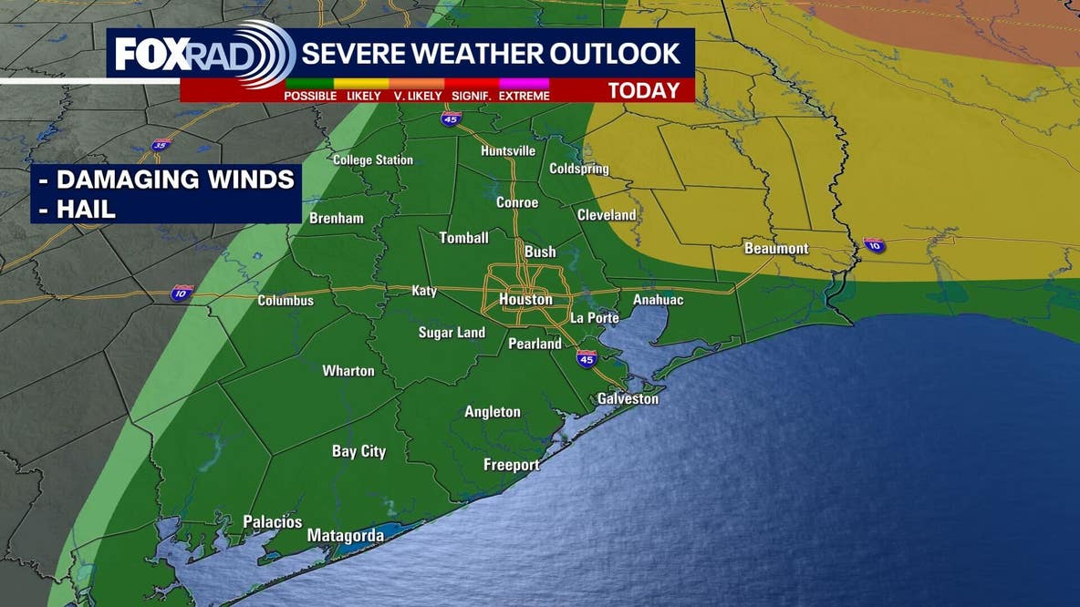Houston weather: Severe storm threat Sunday night followed by damaging wind advisory