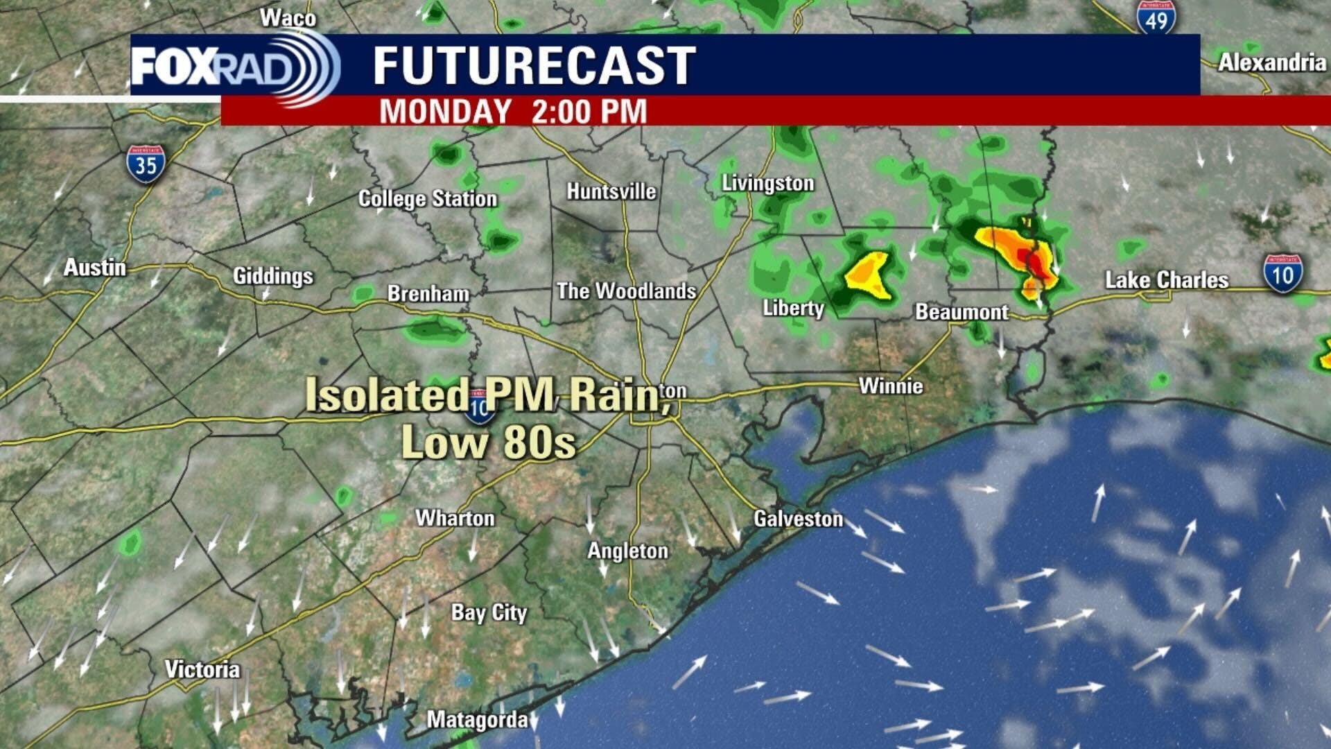 Houston weather: Isolated rain chances for Monday, warm week ahead