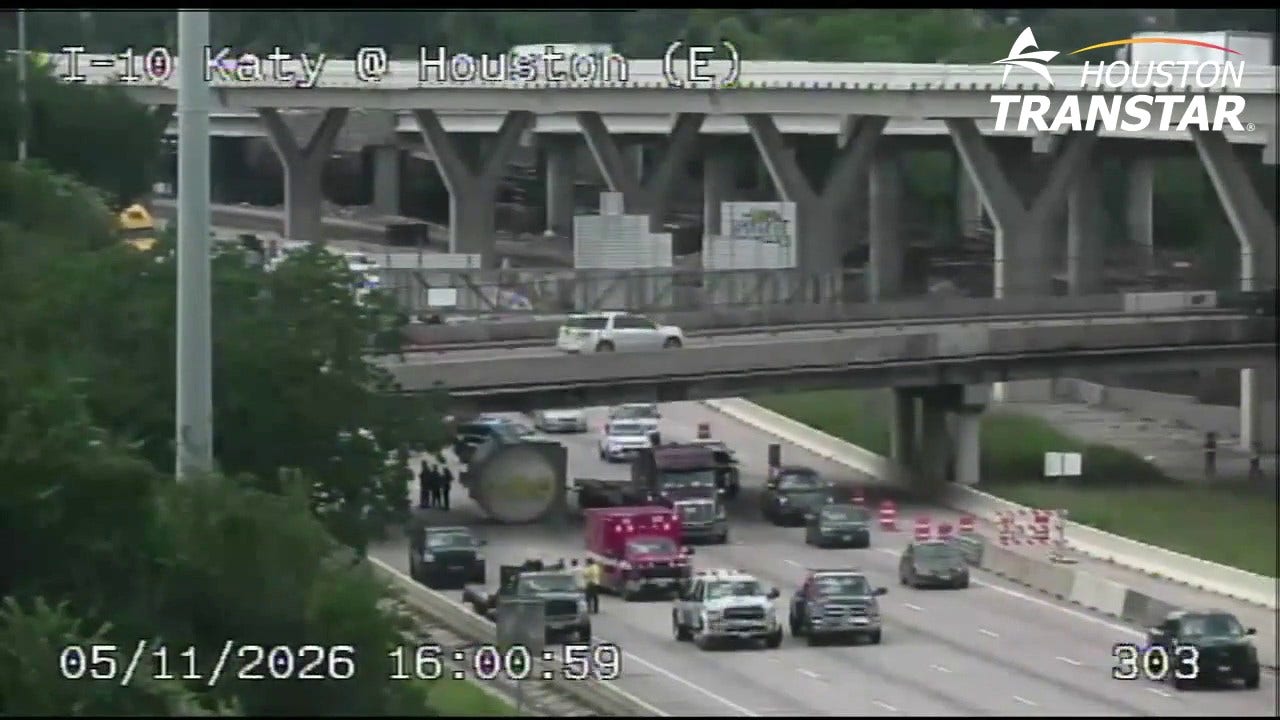 Katy Freeway crash: Lost load causing traffic problems at Houston Avenue