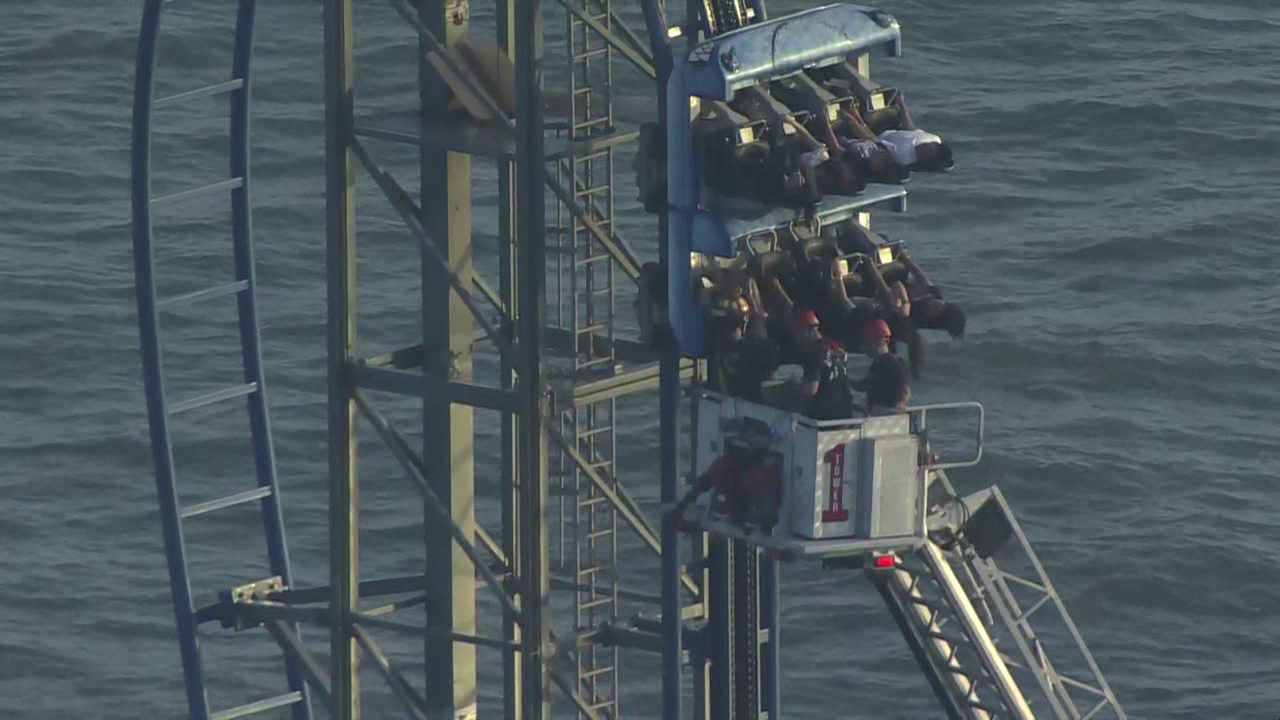 Galveston roller coaster: All passengers rescued after Iron Shark roller coaster gets stuck