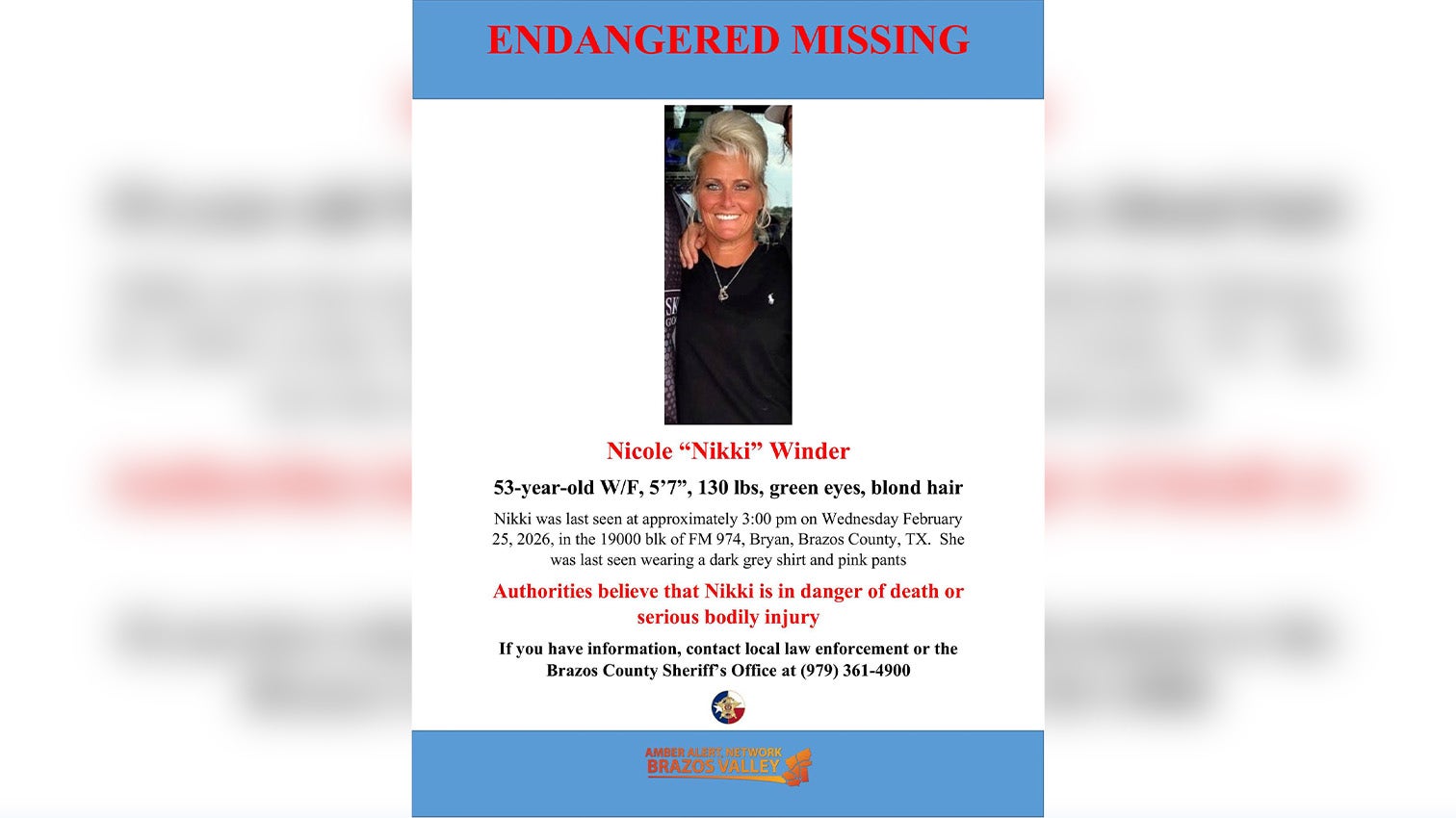 Nicole Winder missing: Blood found in driveway after Brazos County woman's disappearance