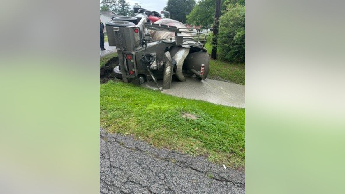 Cement truck rollover causes 'chemical spill' in East Houston