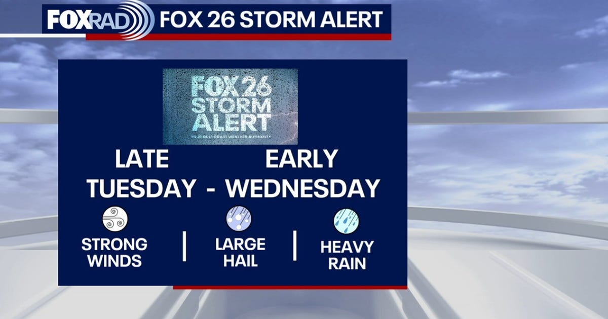 Daily storm threat to begin on Tuesday in Houston, Storm Alert for FOX 26 Storm Alert for Tuesday night