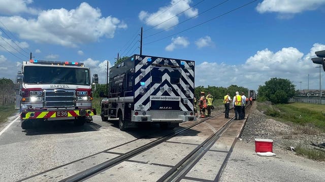Vehicle hit by train in NE Harris County; at least 1 hospitalized