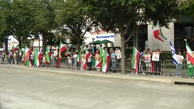 Iranian-Americans gather in Houston calling attention to unrest, internet blackouts in Iran
