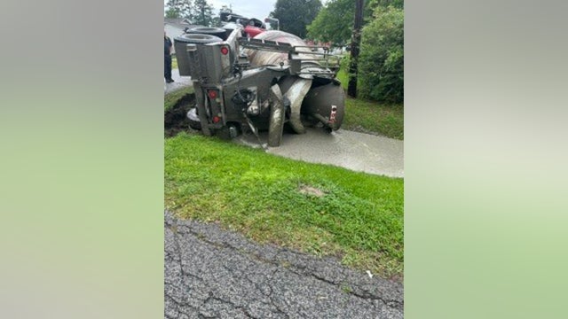 Cement truck rollover causes 'chemical spill' in East Houston