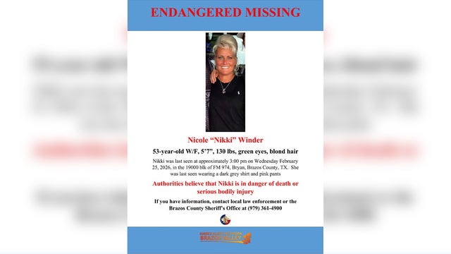 Nicole Winder missing: Blood found in driveway after Brazos County woman's disappearance
