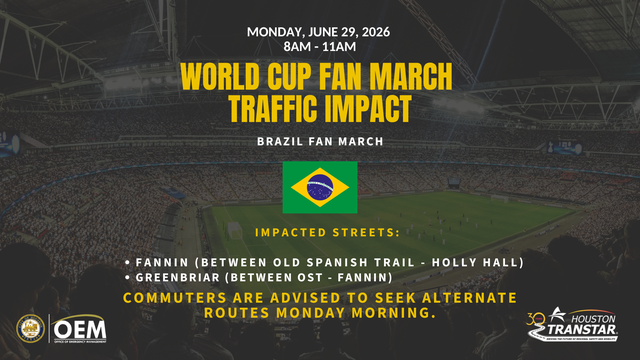 Brazil fan walk to Houston Stadium begins at Smith Lands South Parking Lot
