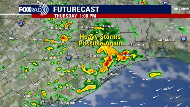 Houston weather: Heavy, scattered storms possible for Thursday