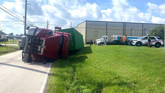 Truck rolls over in Willowbrook area of Harris County