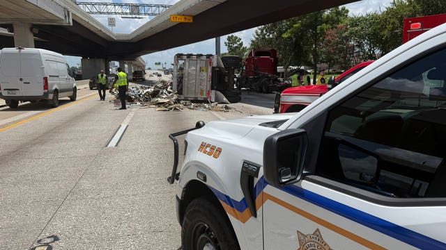 Lost load blocks North Freeway traffic near Aldine area