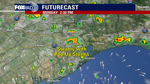 Houston weather: Steamy Monday in the 90s, pop-up storms possible