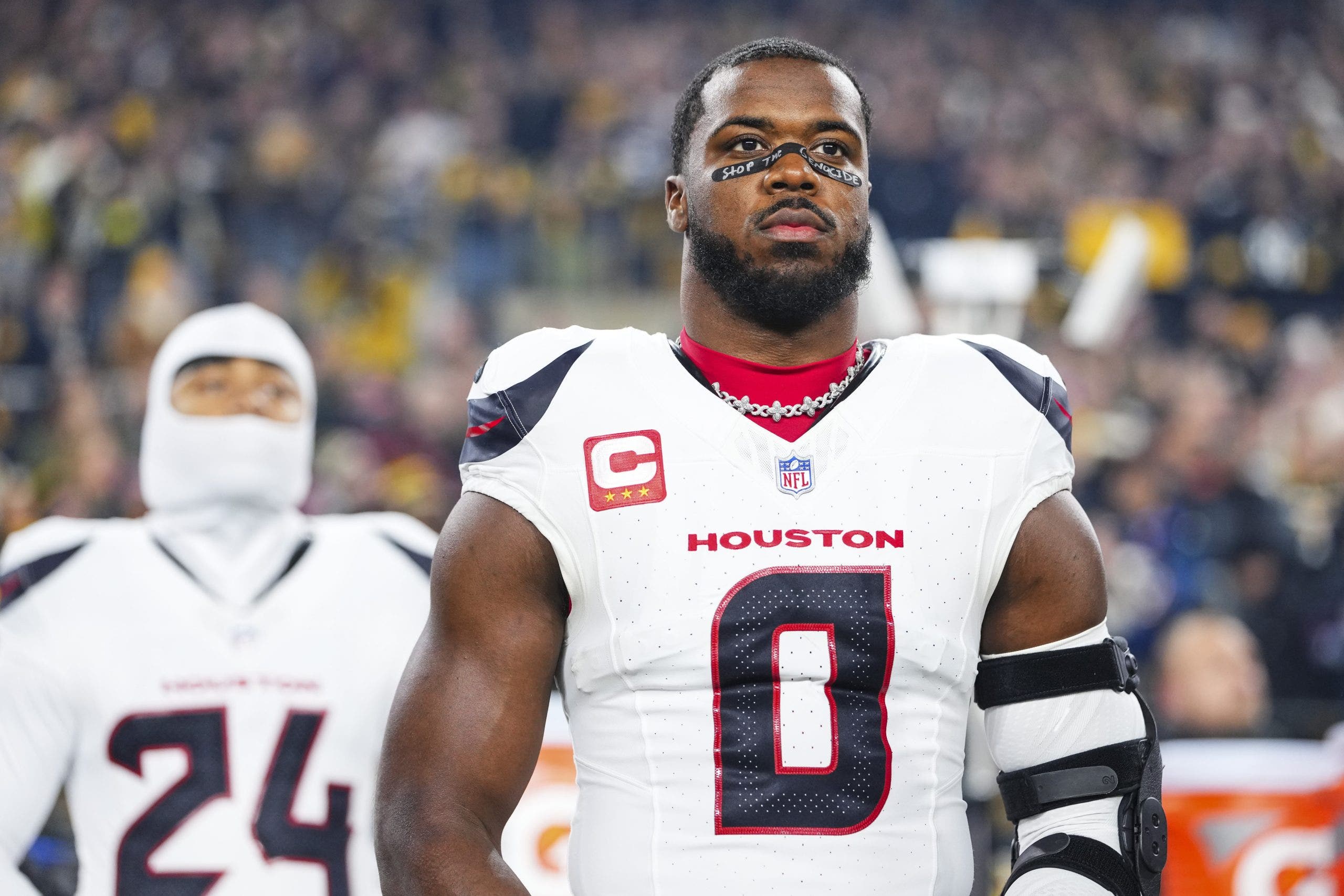 Texans' Azeez Al-Shaair fined by NFL: Eye black pays tribute to dead Palestinian girl