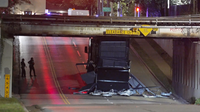 Truck hits Yale Street train overpass bridge in Washington Avenue area