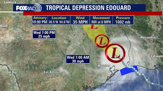 Tropical Depression Edouard tracker: Houston impacts, path, forecasts