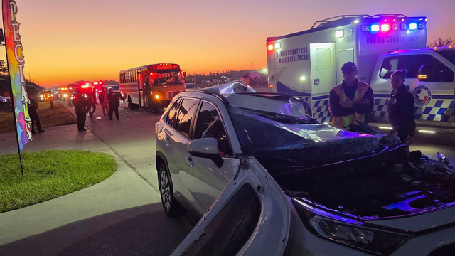 Aldine ISD school bus rear-ended by vehicle while picking up students