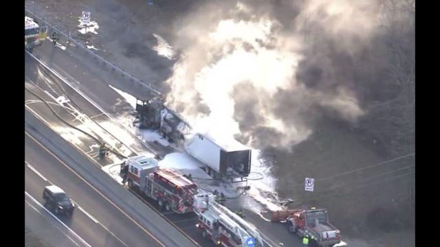 Tractor-trailer fire closes EB Pa. Turnpike in ChesCo.