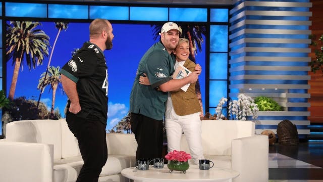 Ellen DeGeneres, Jon Dorenbos surprise Eagles Autism Challenge ambassador with $10K donation