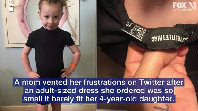 Mom outraged after retailer sends her adult-sized dress that barely fits her 4-year-old daughter