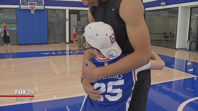 Ben Simmons meets local boy with cerebral palsy