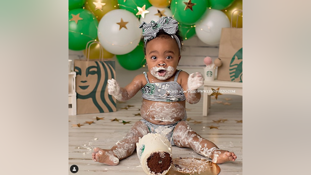 Baby's Starbucks-themed photoshoot is a 'smash' hit