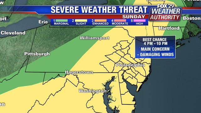 Severe Thunderstorm Watch issued for Delaware Valley Sunday