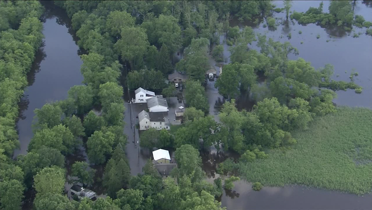 Skyfox over flooding in Lumberton, N.J. Thursday.