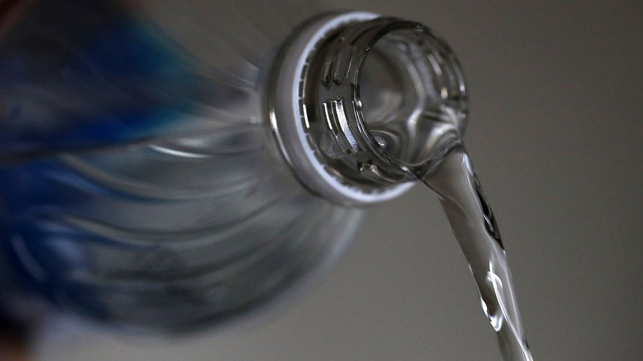 Bottles of water are displayed on March 16, 2018 in San Anselmo, California.