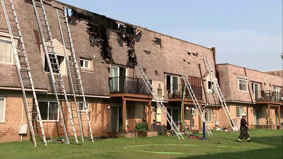 Apartment fire at Franklin Commons Apartments in Bensalem.