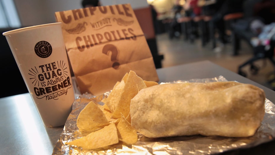 Food is served at a Chipotle restaurant on October 25, 2017 in Chicago, Illinois.