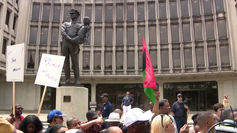 Demonstrations at Philadelphia Police Headquarters over alleged social media posts.