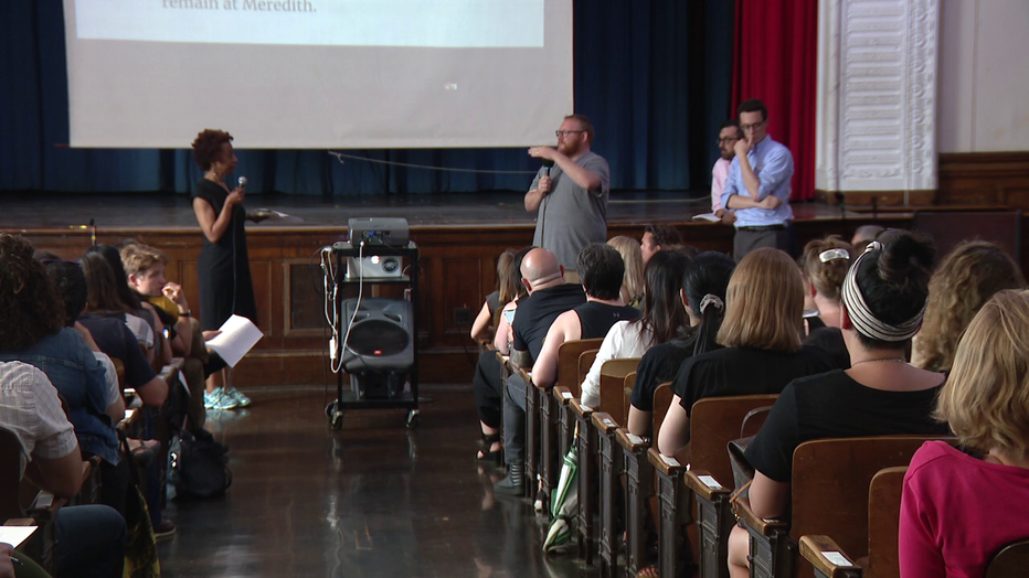 Meeting with parents, school officials to discuss overcrowding.