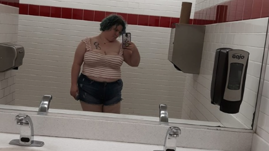 Sueretta Emke, pictured, claimed in a Facebook post that a Golden Corral restaurant manager kicked her out because her crop top was too provocative.