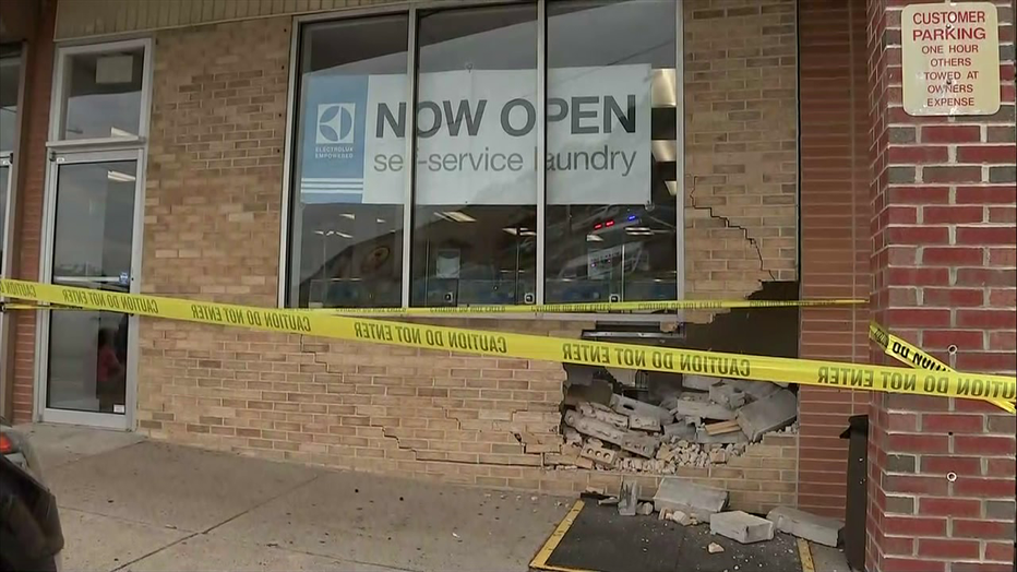 Vehicle reportedly drove into laundromat in Torresdale Sunday.