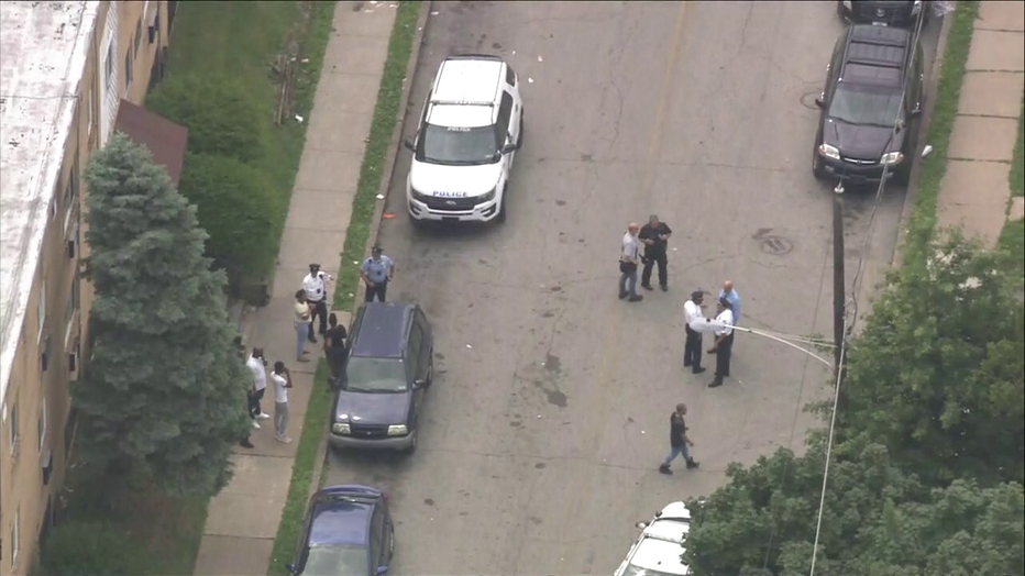Skyfox over shooting Monday in West Oak Lane.