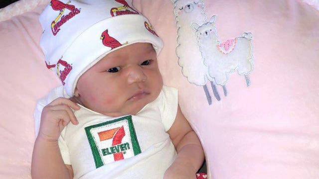 7-Eleven gifts $7,111 to baby born on July 11 at 7:11 p.m., weighing 7 pounds, 11 ounces