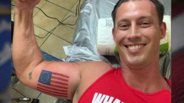 Retired Marine gets Betsy Ross flag tattoo in Nike protest