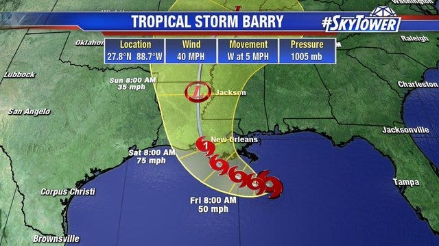 Tropical Storm Barry forms in Gulf of Mexico, could bring ‘catastrophic' flooding to Louisiana