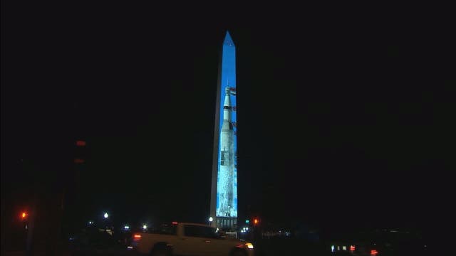 Sneak preview of Washington Monument rocket projection to celebrate 50th anniversary of moon launch