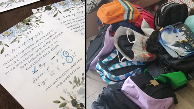 Couple asks for kids' school supplies in lieu of wedding gifts