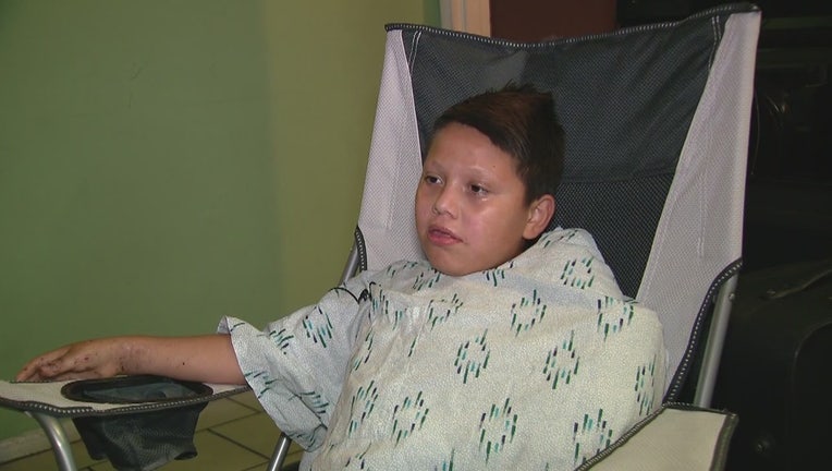 10-year-old Aaron Carreto lost his hand when neighbors threw lit fireworks at him.