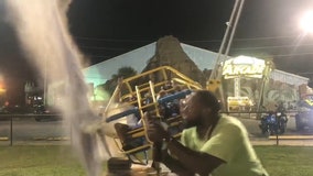 Video: Cable snaps seconds before slingshot ride launches